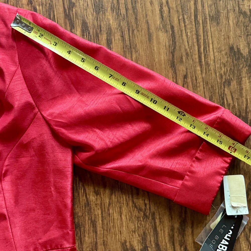 NWT Le Bos Jacket Blazer Short Red Peplum 3/4 Sleeve Womens Size 14W Holiday - Picture 12 of 15